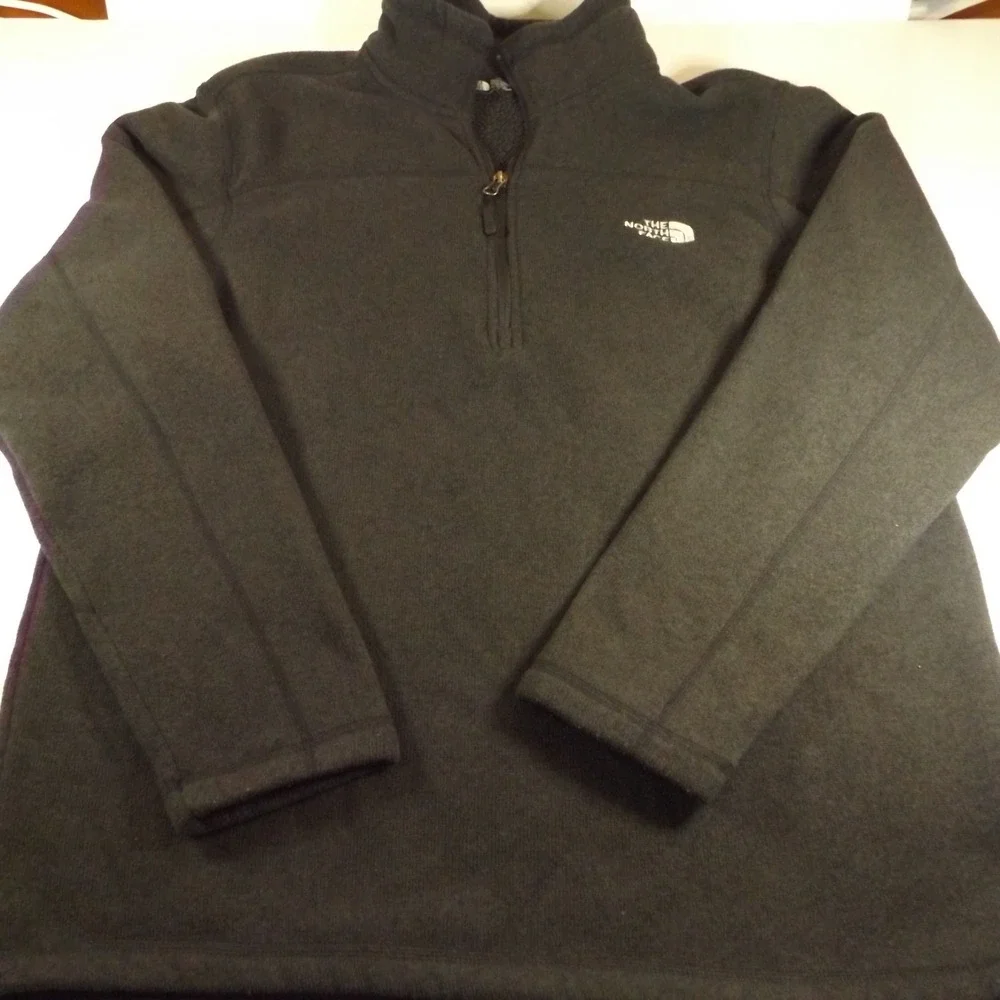 mens north face 1/4 zip fleece pullover, Black, Size XL